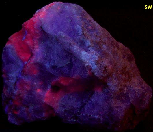 SW LW fluorescent FLUORITE and CALCITE – Nuevo Leon, Mexico