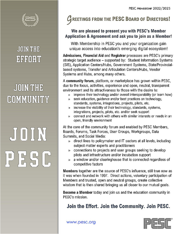 Join PESC as a Member! Application and Agreement for PESC Membership