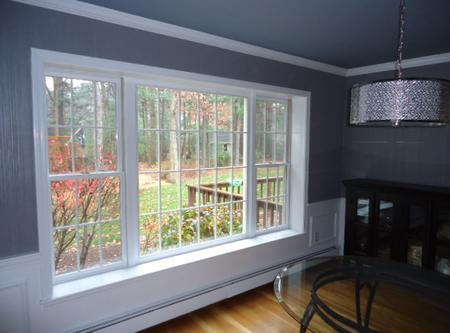 Gray painted accent ceiling.