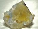 fluorescent FLUORITE, CALCITE, CHALCOPYRITE, Minerva No. 1 Mine (Ozark-Mahoning No. 1 Mine), Ozark-Mahoning group, Cave-in-Rock Sub-District, Illinois - Kentucky Fluorspar District, Hardin County, Illinois, USA