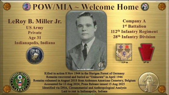Picture links to more information about PVT Miller.