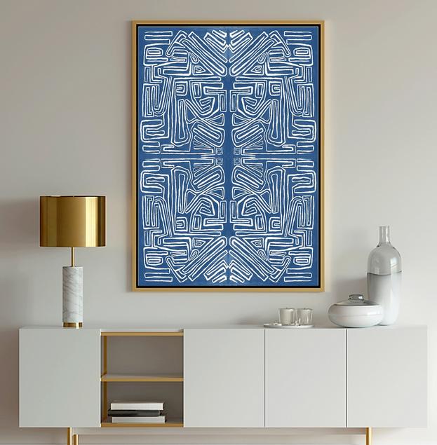 Navy blue and turquoise abstract art