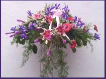 Casket Cover of Lilies, Liatris, Iris & Gerberas