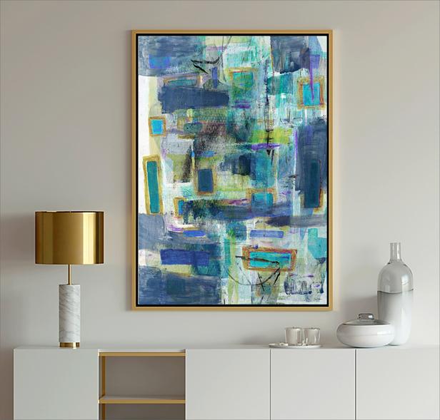 Blue and white multicolor #abstract art, #blue art, #wallart, #dubois art, #modern Art