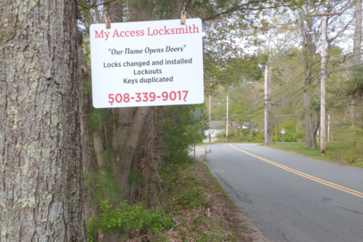 Locksmith sign for My Access Locksmith in Mansfield, MA.