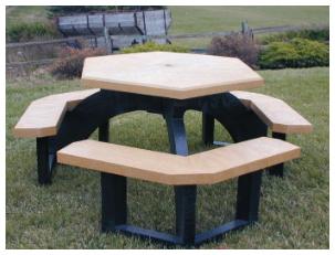 brown and black recycled plastic hex table
