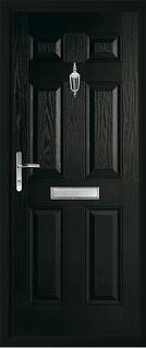 6 panel solid composite door in black