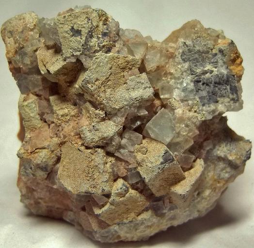 fluorescent FLUORITE, GALENA, QUARTZ, ANGLESITE - Desert Rose Mine (Downey Stope; Mountain Canyon Mine; Ace High Mine), Garden Spring Canyon, Bingham, Hansonburg District, Socorro County, New Mexico, USA