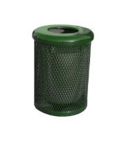 green 32 gallon metal trash receptacle