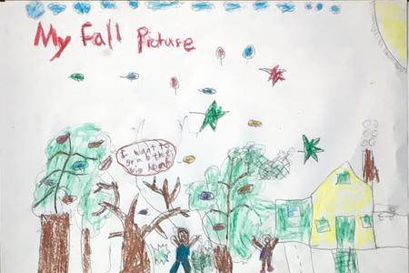 A kids drawing of fall