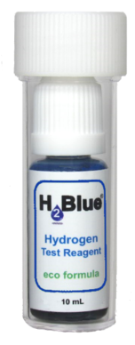 H2Blue 10mL Bottle and Graduated Beaker