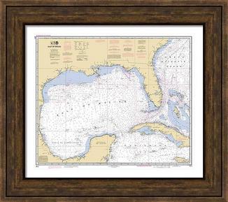 Framed Gulf of Mexico Chart