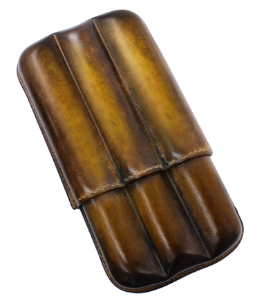 Leather Cigar Case Patina - 3 Cigars calibre 27