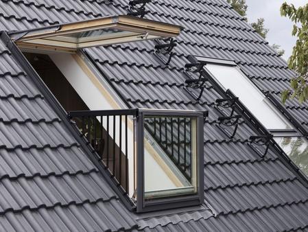 VELUX CABRIO balcony window. ROTO and VELUX ROOF WINDOW SPECIALIST INSTALLERS, REPAIRS, RENOVATING, RE-GLAZING, REPLACEMENTS AND INSTALLING. COVERING; LONDON, ESSEX, MIDDLESEX, HERTFORDSHIRE, BEDFORDSHIRE AND BEYOND