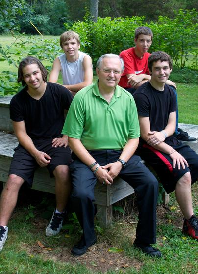 Dave Swacina with boys at Cedar Ridge Ministries