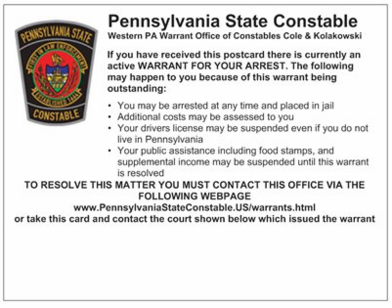 constable warrants pennsylvania state