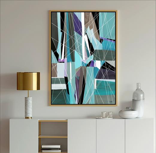 Aqua abstract art painting print