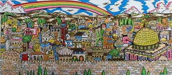 Charles Fazzino Rainbow Over Jerusalem