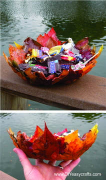 Easy DIY Mod Podge leaf basket. www.DIYeasycrafts.com