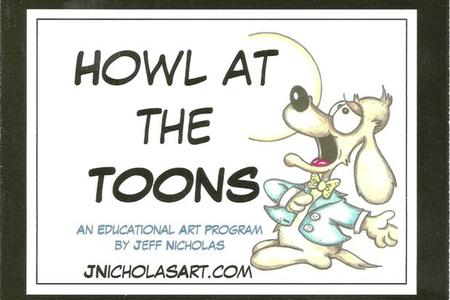 Howl at the Toons. A dog sings at the moon.
