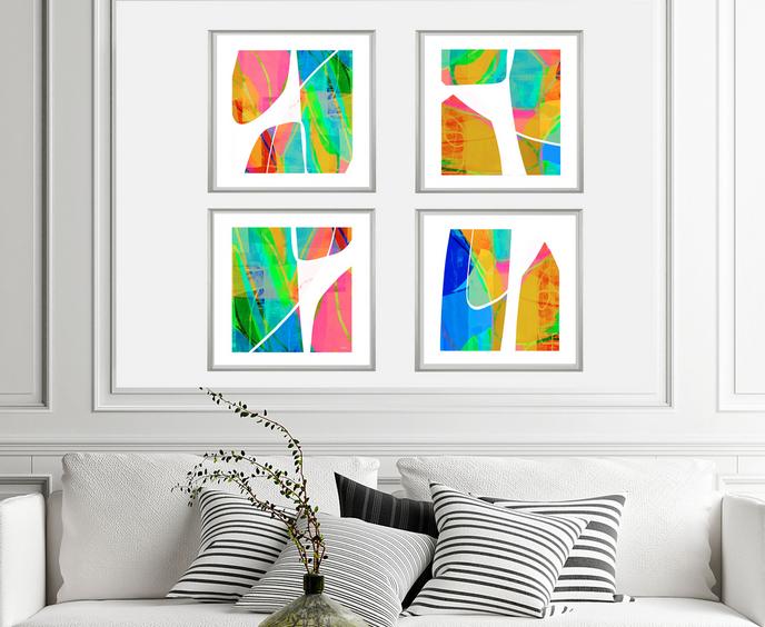 Multi-color tropical abstract art, #abstract art
