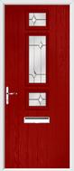 3 Square Strip Composite Door regal opal glass