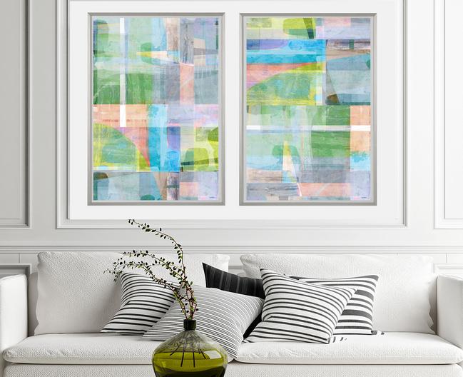 Blue, gray and green abstract art, #abstract art