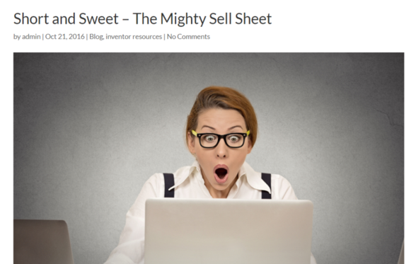 Selling your invention, sell sheets