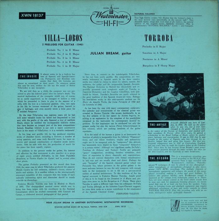 Julian Bream Guitar Music of Villa-Lobos and Tórroba