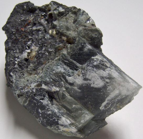 MAGNETITE, PYRITE, CHALCOPYRITE, AMPHIBOLE BYSSOLITE, CALCITE - French Creek Mines, St. Peters, Warwick Township, Chester County, Pennsylvania, USA