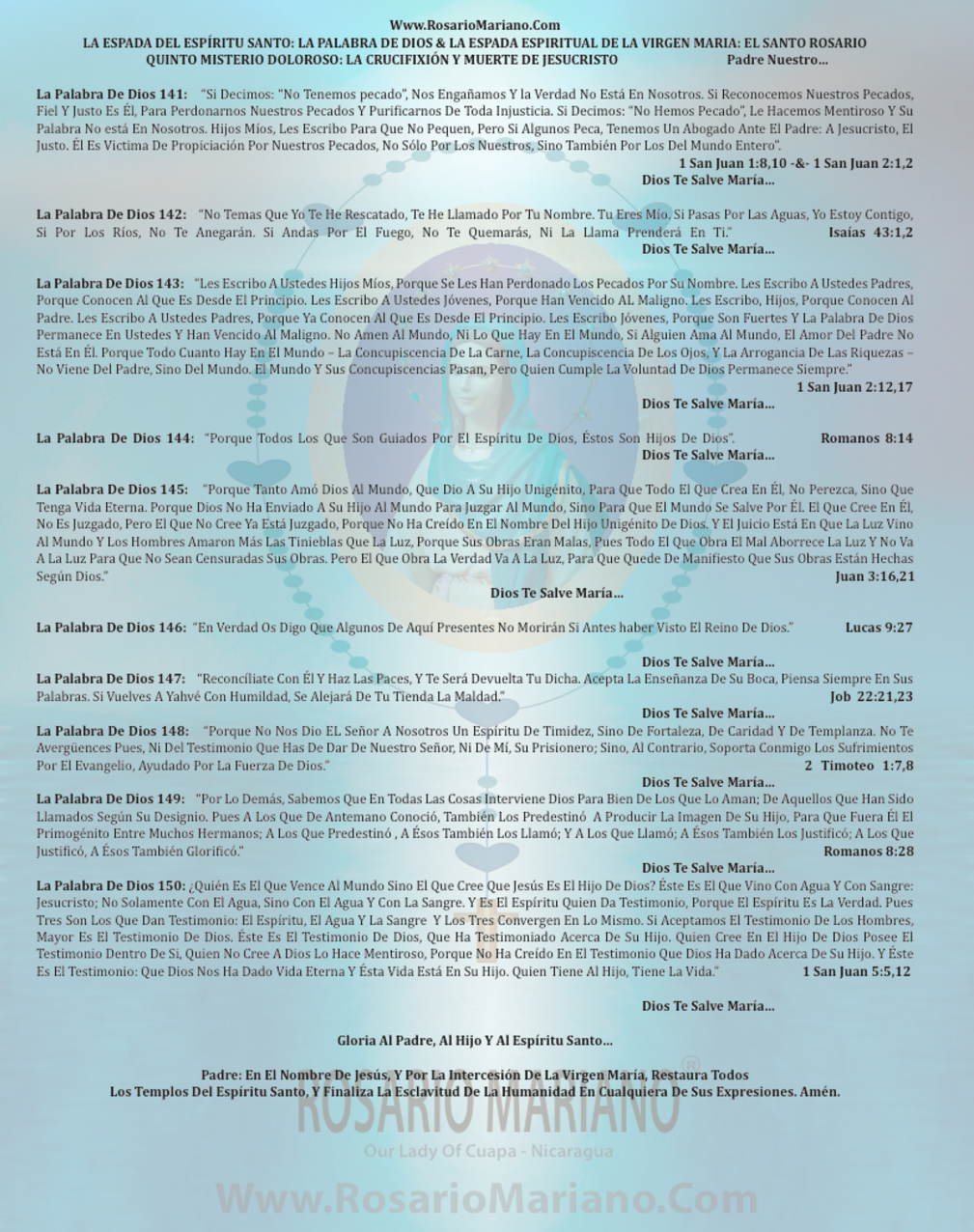 CITAS BIBLICAS QUINTO MISTERIO DOLOROSO: LA CRUCIFICCION - LA ESPADA DEL ESPIRITU SANTO: LA PALABRA DE DIOS Y LA ESPADA ESPIRITUAL DE LA VIRGEN MARIA: EL SANTO ROSARIO; FUNDIDAS CON LA ORACION DE CORAZON DE ROSARIO MARIANO