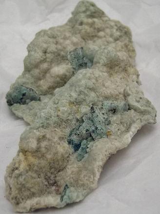 CHALCOCITE and CHRYSOCOLLA in PREHNITE - Chimney Rock quarry, Houdaille Industries Quarry; The Bound Brook Quarry; Stavola Industries Quarry, Bridgewater, Somerset county, New Jersey