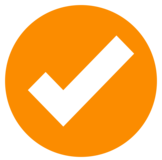 White checkmark in orange circle