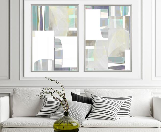 Blue, gray and green abstract art, #abstract art