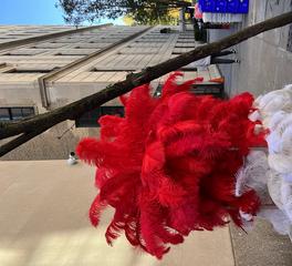 RED OSTRICH feather centerpiece GATSBY ROARING 20'S