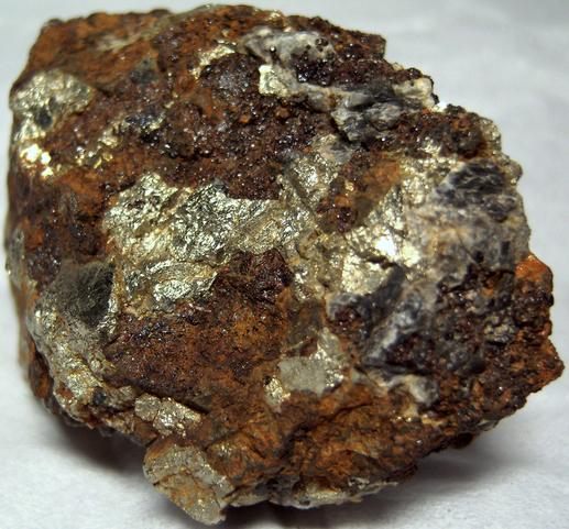 golden PYRITE and brown GARNET, MAGNETITE, CALCITE - Sulphur Hill Mine (Sulfur Hill Mine), Andover Township, Sussex County, New Jersey, USA