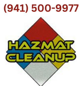 Hazmat Cleanup, LLC logo with our Sarasota, FL phone number for crime scene cleanup services