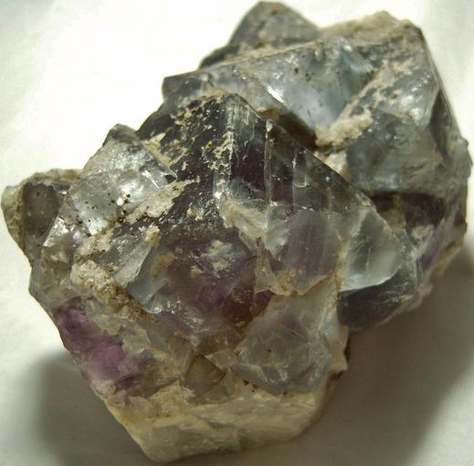 fluorescent FLUORITE, CALCITE, CHALCOPYRITE - Cave-in-Rock, Cave-in-Rock Sub-District, Illinois - Kentucky Fluorspar District, Hardin County, Illinois, USA - ex Morris Museum, ex Ken and Grace Borden