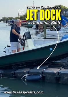 Jet Docl drive on floating dock for a Carolina Skiff
