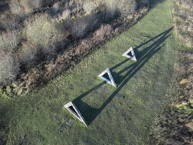 Aerial view of 60 degrees sculpture.