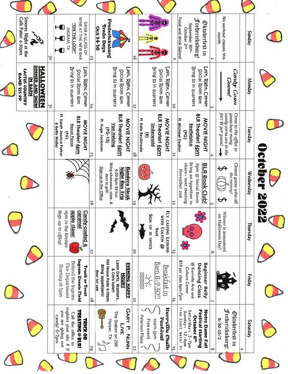 Calendar Buckhorn Lake Resort