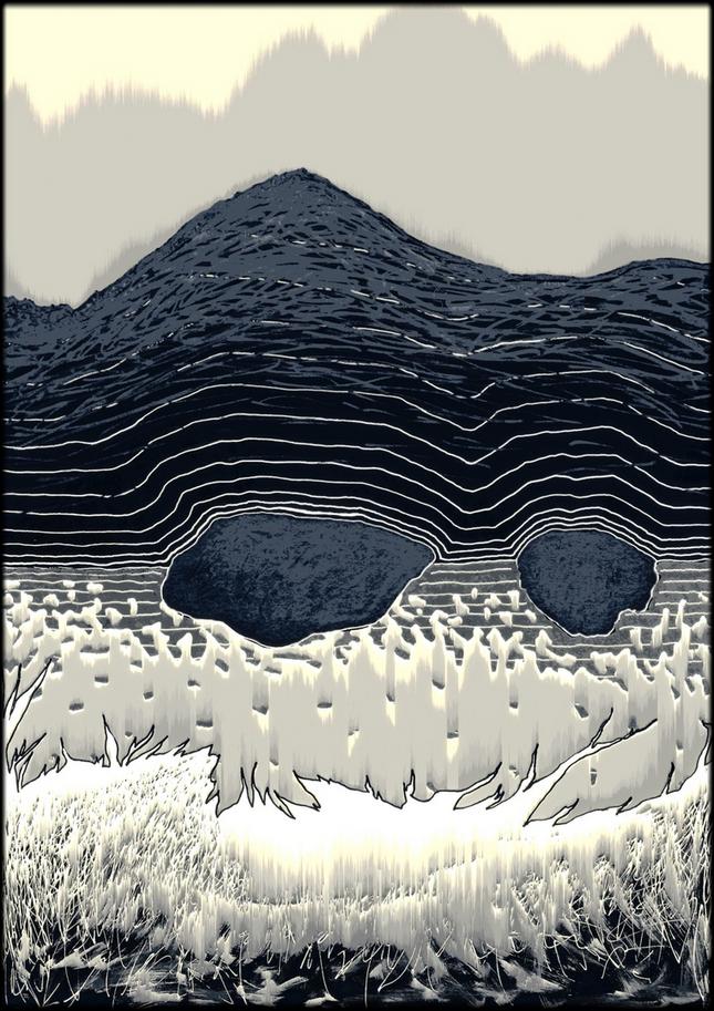 Stepping Stones by Orfhlaith Egan on Objkt.com @orlainberlin Hand-painted landscape combined with digital pixelsorting