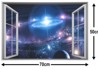 Starry Sky Planet Window View Wall Sticker