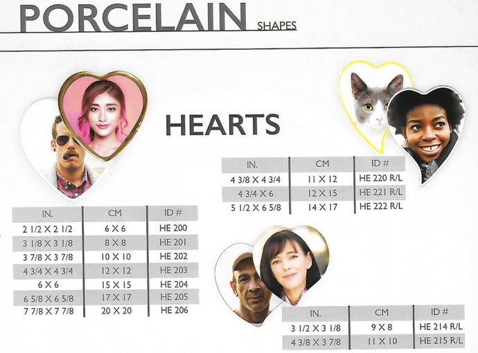 heart shaped ceramic portraits