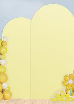 YELLOW BACKDROP FABRIC ARCH COVERS FOR RENT