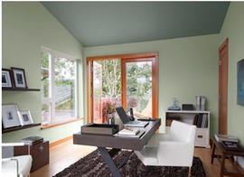 Room with accent ceiling.