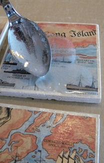 DIY Nautical Shipwreck Chart Drink Coasters. FREE step by step instructions. www.DIYeasycrafts.com