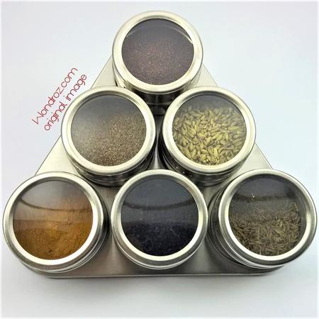Magnetic Spice Rack 6pcs Jars Set Stainless Steel in Pakistan