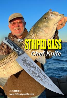 DIY Striped Bass Fishing theme Chef Knife