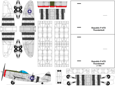 4D model template of Republic P-47D Thunderbolt